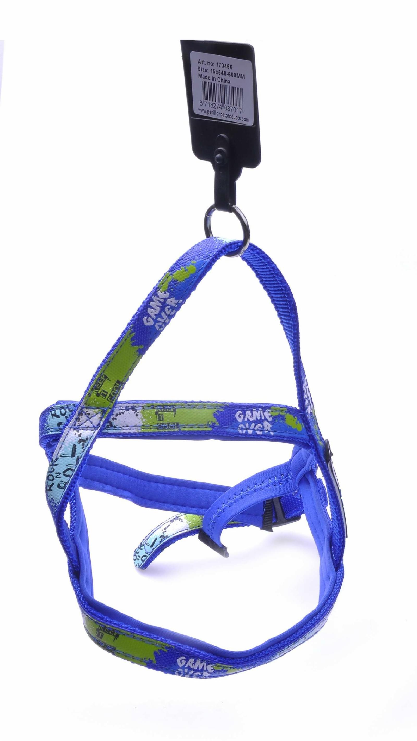 Papillon ВИА Нейлоновая шлейка Рок-н-ролл 15мм-54-60см синий (Nylon harness 15 mm x 54 - 60 cm X-TRM Rock-N-Roll colour blue) 170466 0,080 кг 18562.15