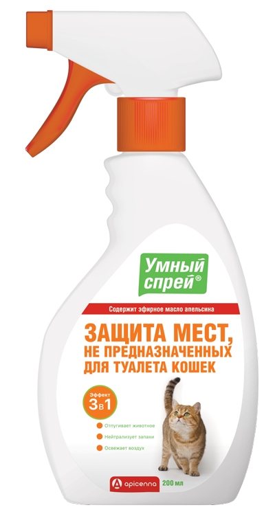 Apicenna Умный Спрей защита мест НЕ предназначенных  для туалета кошек 0.200 кг 25296