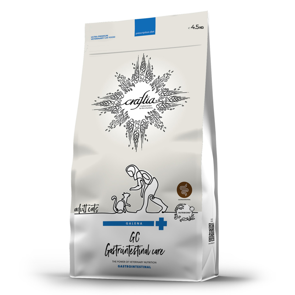 Ветеринарная диета CRAFTIA GALENA CAT GASTROINTESTINAL CARE Гастроинтестинал для кошек при заболеваниях ЖКТ 4,5 кг, GAL5427719