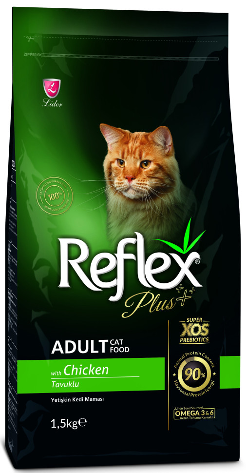 REFLEX PLUS Adult Cat Food Chicken 1,5 кг сухой корм для кошек с курицей 1х12, 87009