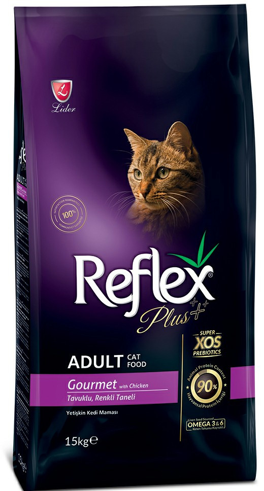 REFLEX PLUS Adult Cat Food Gourmet Multicolor 1,5 кг сухой корм для кошек с цветными гранулами 1х12, 87012