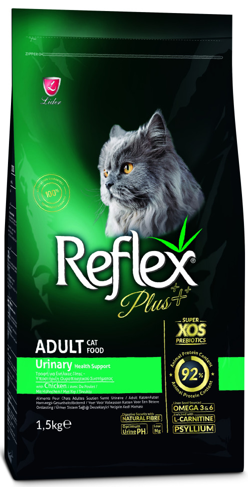 REFLEX PLUS Adult Cat Food Urinary Chicken 1,5 кг сухой корм для кошек для здоровья мочевыводящих путей с курицей 1х12, 87022