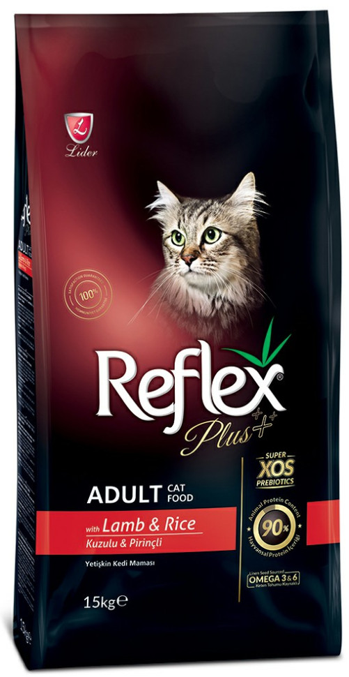 REFLEX PLUS Adult Cat Food Lamb and Rice 15 кг сухой корм для кошек с ягненком и рисом, 87015