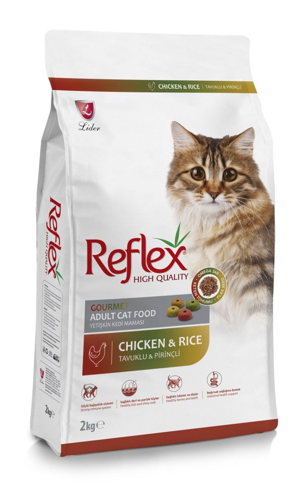 REFLEX Adult Cat Food Gourmet MultiColor Chicken and Rice 2 кг сухой корм для кошек с курицей и рисом с цветными гранулами 1х12, 86986