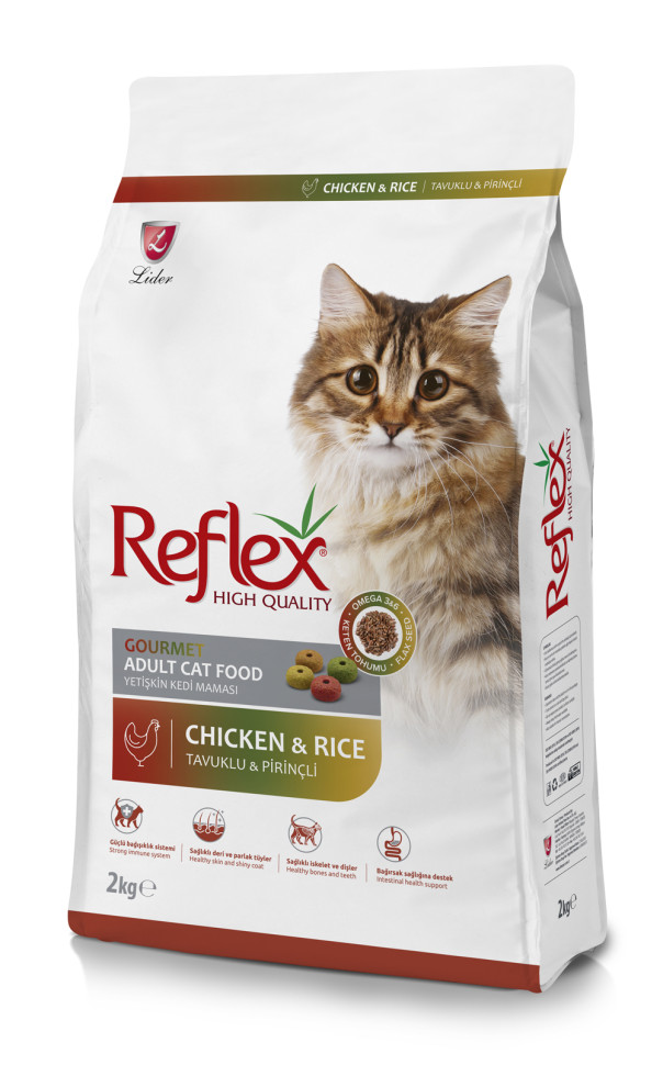 REFLEX Adult Cat Food Gourmet MultiColor Chicken and Rice 2 кг сухой корм для кошек с курицей и рисом с цветными гранулами 1х12, 86986