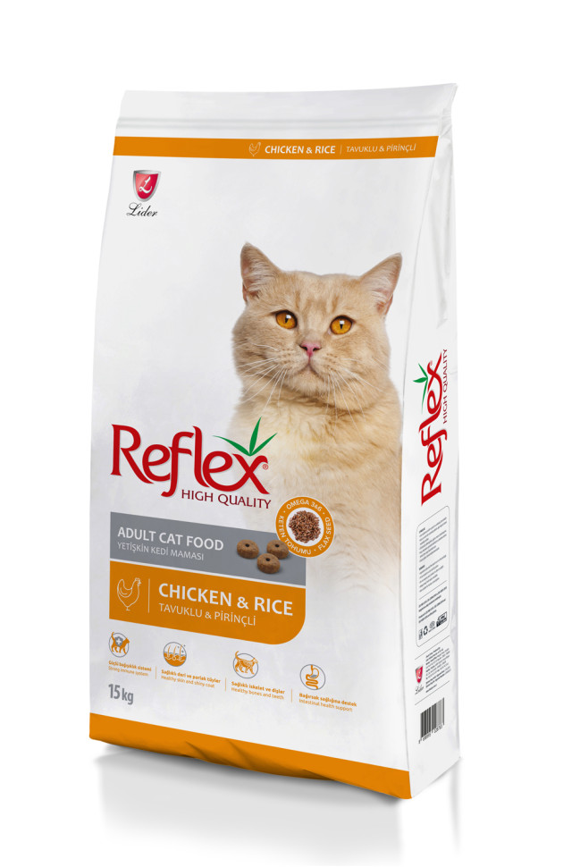 REFLEX Adult Cat Food Chicken and Rice 15 кг сухой корм для кошек с курицей и рисом, 86985