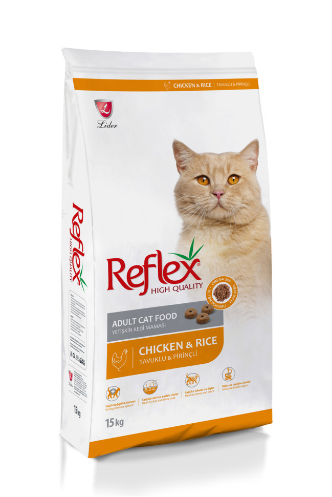 REFLEX Adult Cat Food Chicken and Rice 15 кг сухой корм для кошек с курицей и рисом, 86985