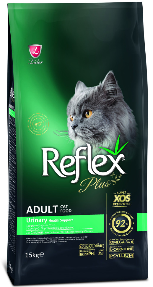 REFLEX PLUS Adult Cat Food Urinary Chicken 15 кг сухой корм для кошек для здоровья мочевыводящих путей с курицей, 87023