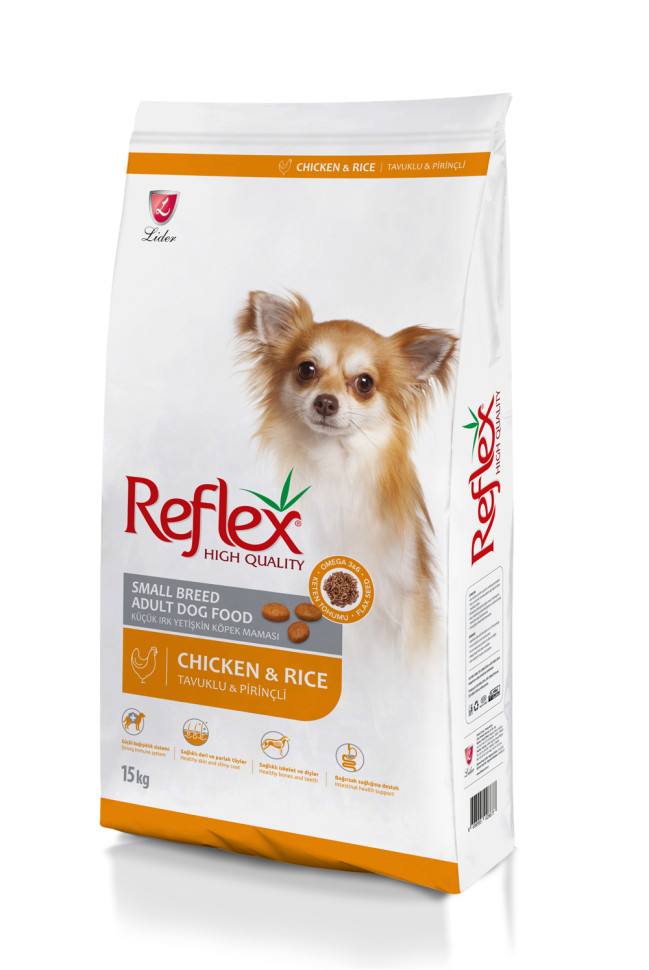 REFLEX Small Breed Adult Dog Food Chicken and Rice 15 кг сухой корм для собак мелких пород с курицей и рисом, 86997