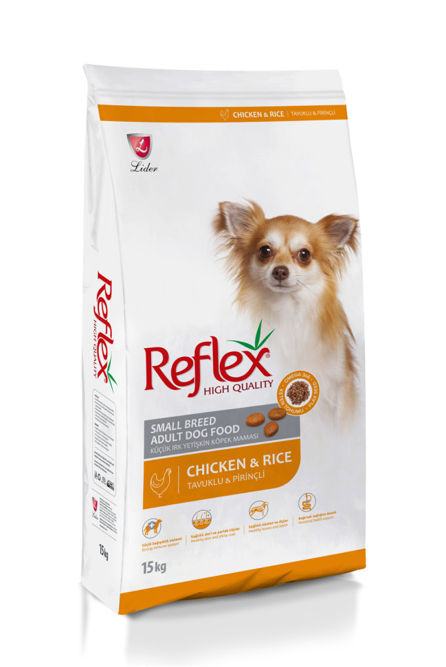 REFLEX Small Breed Adult Dog Food Chicken and Rice 15 кг сухой корм для собак мелких пород с курицей и рисом, 86997