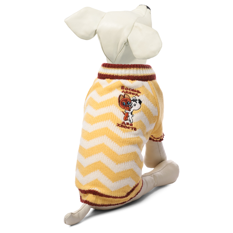 Triol СМФ КОТЕНОК ГАВ Свитер Лучшие друзья XS желто-белый дл.изделия по спине 20см, 12271673, 16801400100782