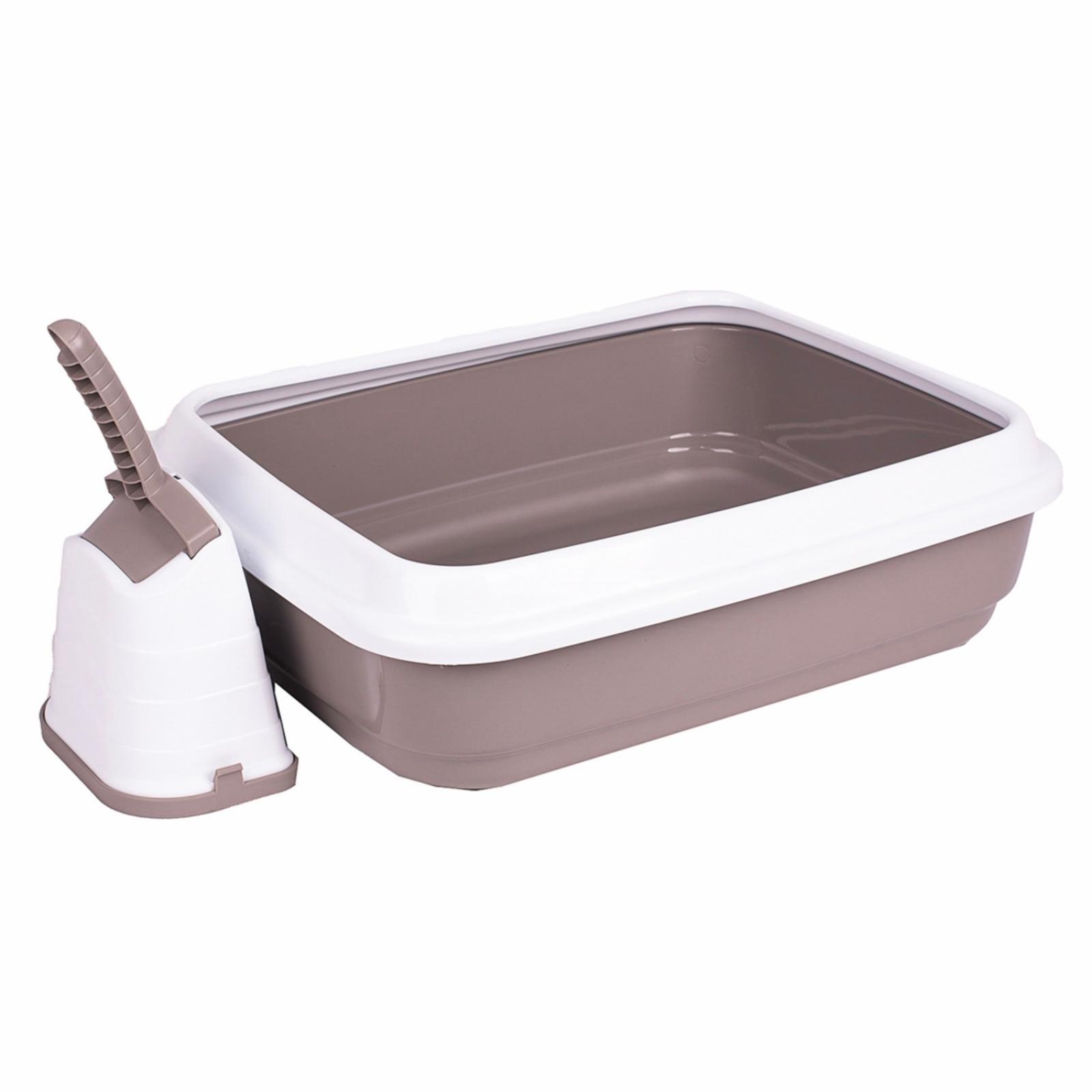 IMAC Туалет-лоток для кошек с совочком на подставке серо-бежевый 81480 0,980 кг 58849