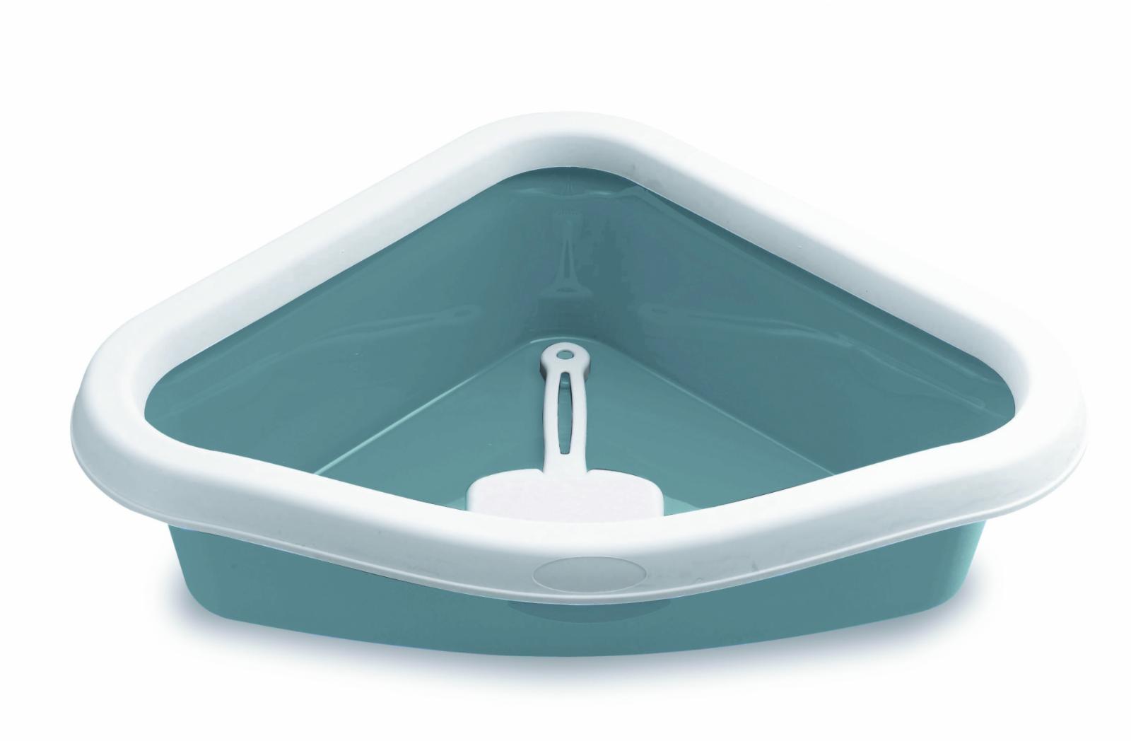 Stefanplast Туалет угловой Sprint Corner с рамкой и совочком синий 40*56*14см (TOILETTE SPRINT CORNER BLU ACCIAIOBIANCO) 96612 96612 0.602 кг 48705