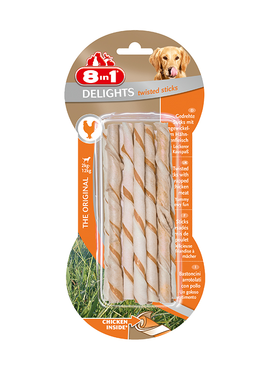 Палочки плетеные с куриным мясом 8in1 Delights Twisted Sticks 10 шт., для собак