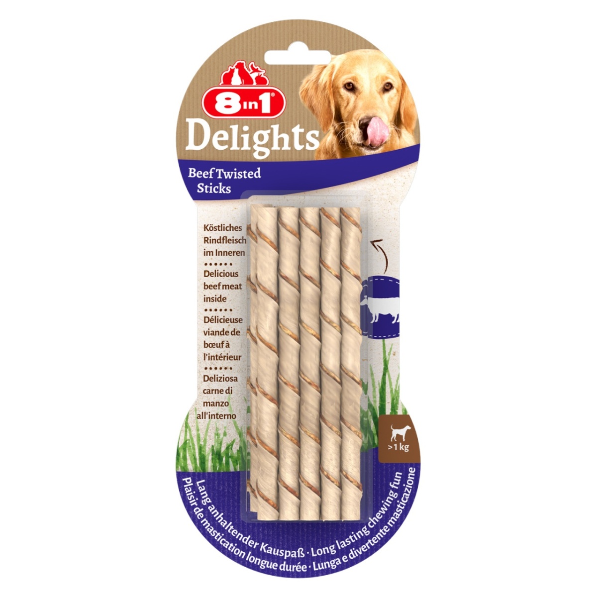 Палочки плетеные с говядиной  8in1 Delights Beef Twisted Sticks 10шт.  для собак