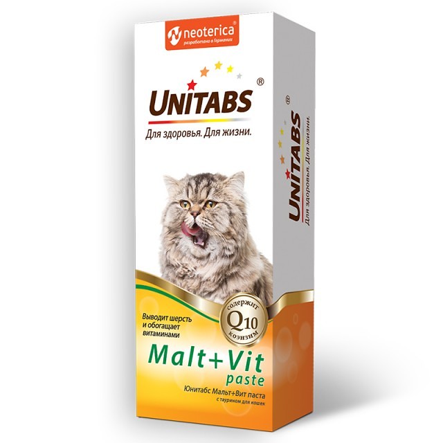 Unitabs Malt+Vit витаминная паста с таурином для вывода шерсти 120мл 0.150 кг 38496