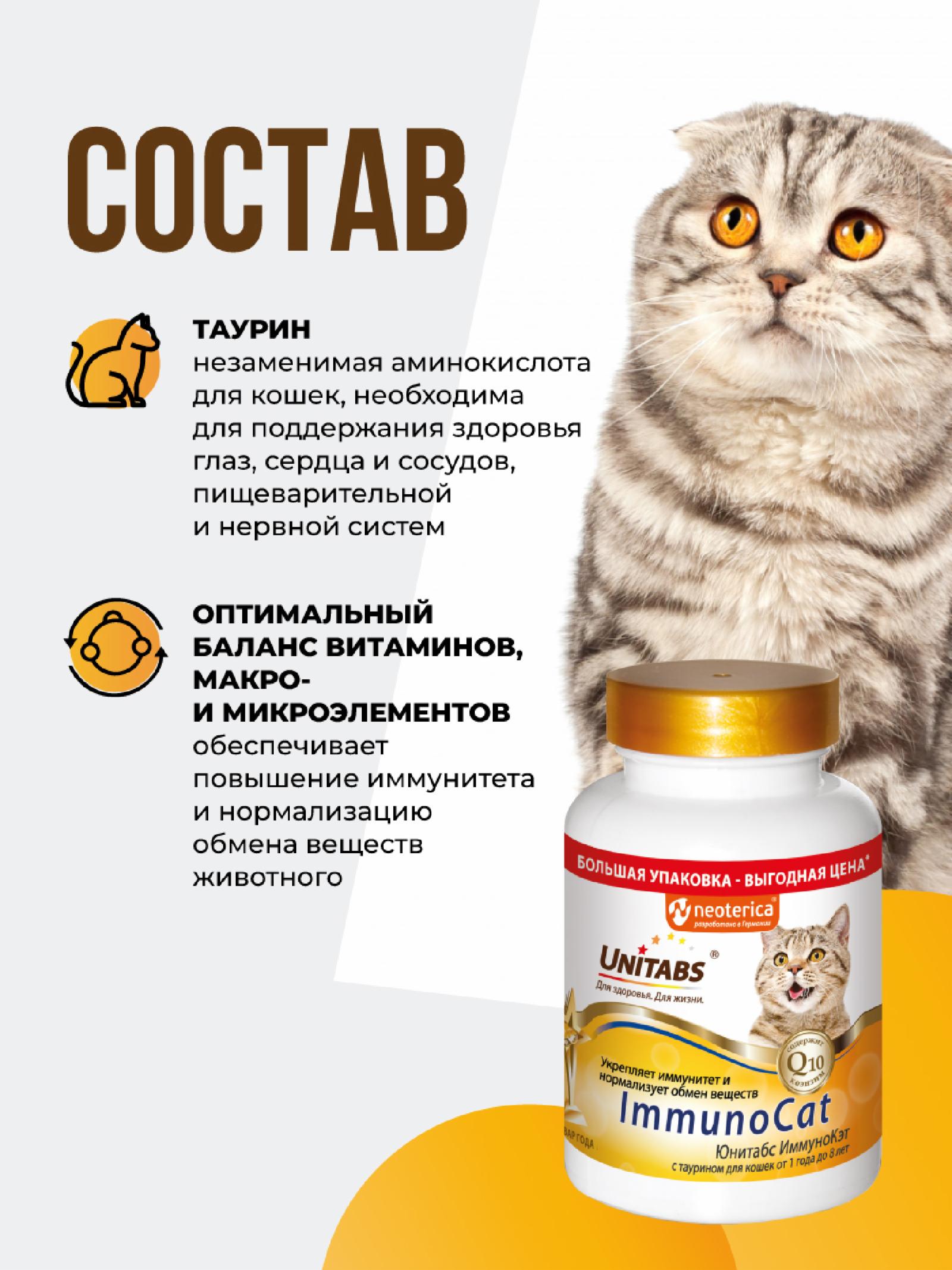 Unitabs Витамины ImmunoCat с Q10 для кошек 200 таб. U3032 0.142 кг 60928