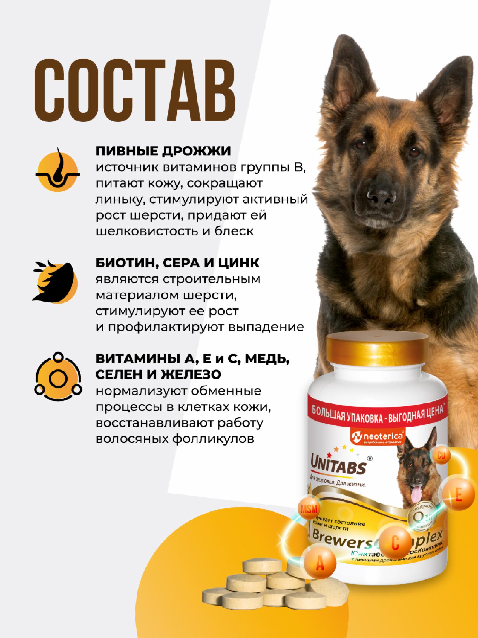 Unitabs Витамины BrewersComplex с Q10 для круп собак 200 таб. U2022 0.357 кг 60922