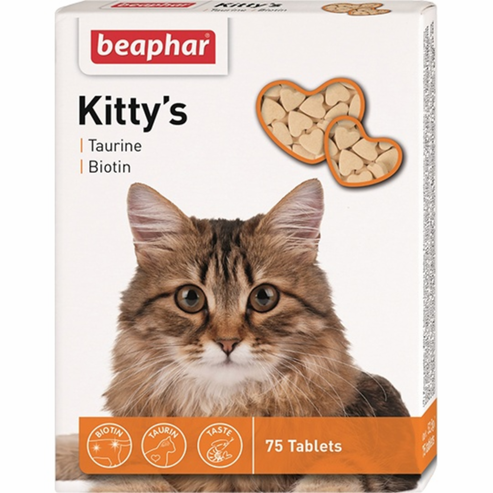 Beaphar ВВА Витамины дкошек с таурином и биотином сердечки (Kittys Taurine + Biotin) 75шт. (12509) 0.072 кг 20518