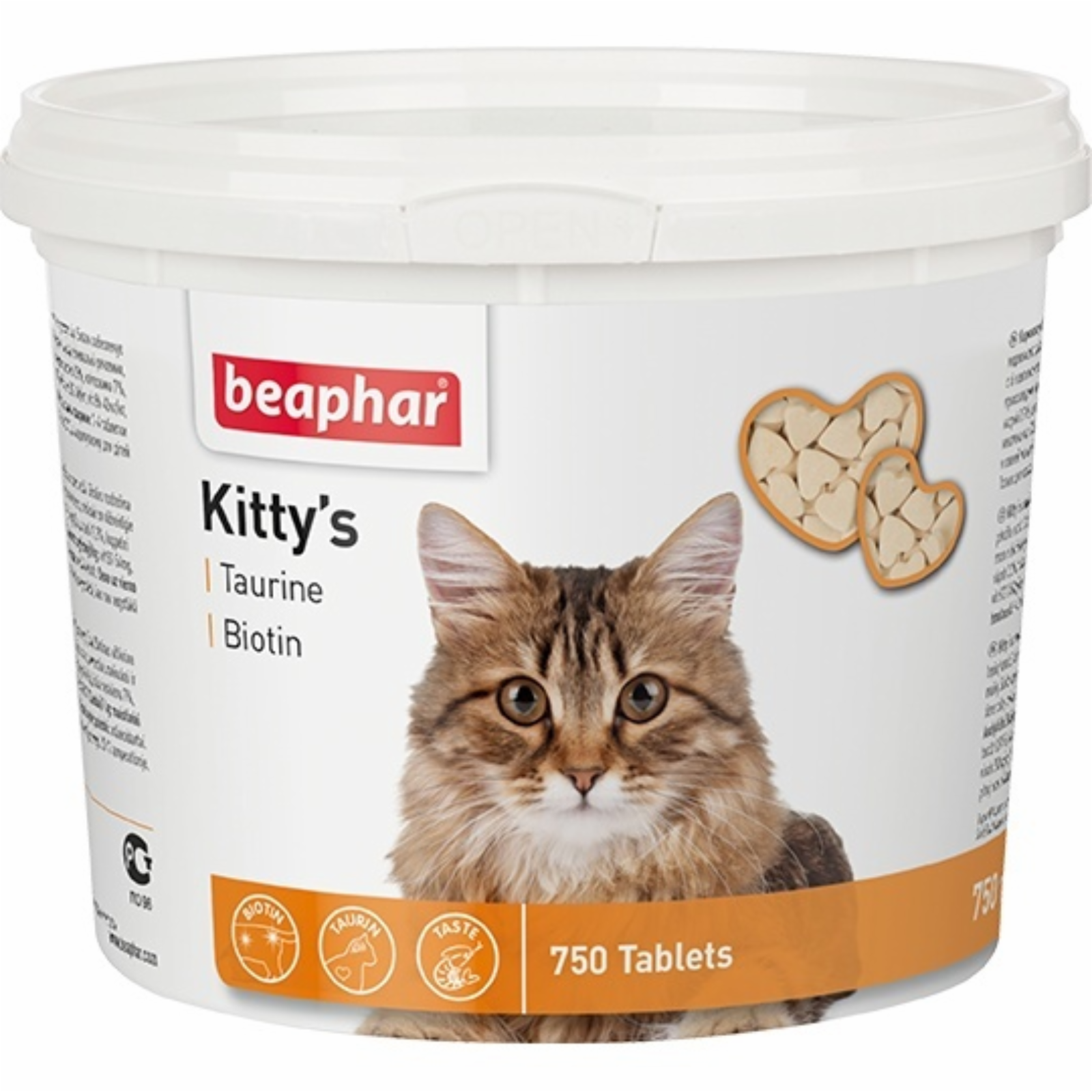Beaphar ВВА Витамины дкошек с таурином и биотином сердечки (Kittys Taurine + Biotin) 75шт. (12509) 0.072 кг 20518