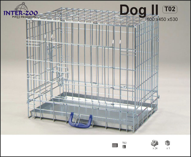 Клетка InterZoo T-02 Dog 2 ZINC (600х450х530), для собак, прут цинк